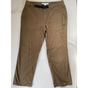 90s Eastern Mountain Sports Mens 38 Hiking Pants Brown Canvas Belted Cargo
